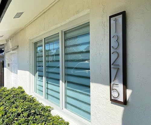 Vista 142 de Metal Numbers for House Outside, 5 Inch Modern House Numbers, DIY Floating Address Numbers with Screws, Rust Free Zinc Alloy, Silver Number 5