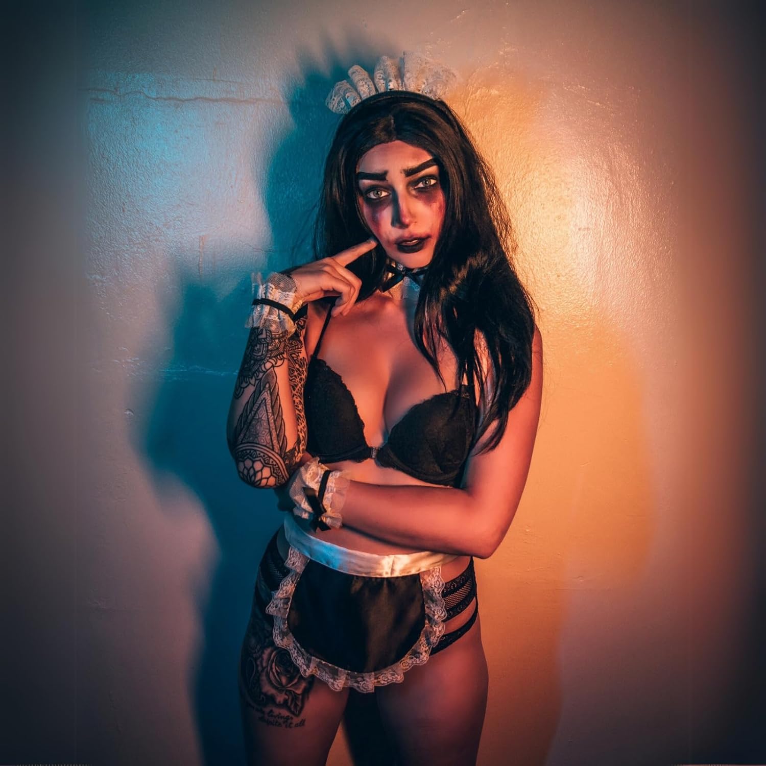 Leg Avenue Womens 4 Pc Costume Accessory Kit with Apron, French Maid Black/White, O/S - Image 4