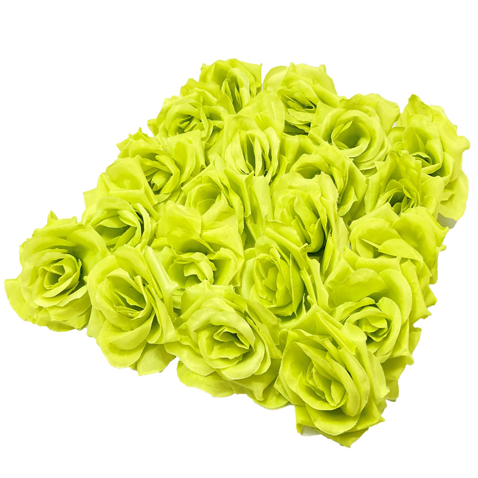 TopixdealsTopixdeals Silk Cream Pink Roses Flower Head, Artificial Flowers Heads for Wedding Flowers Accessories Make Bridal Hair Clips Headbands Dress (50pcs Tender Green)