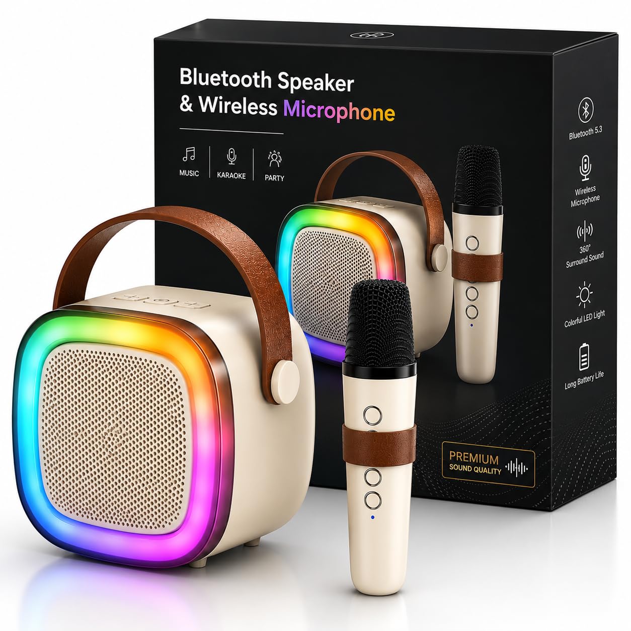 Fire turtle Wireless Bluetooth Karaoke Microphone with HD Speaker & Flashing LED Lights | Rechargeable Portable Singing Mic for All People-image-18