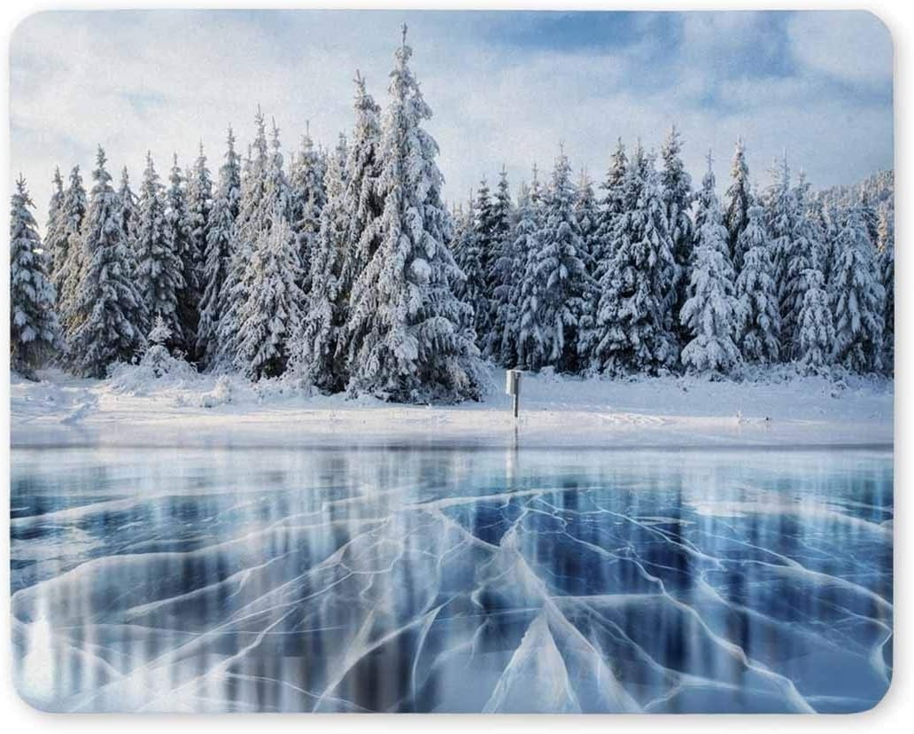 Yanteng Cojín de ratón del Juego, cojín de ratón Lago congelado en Las montañas del Invierno Juego de Mousepad