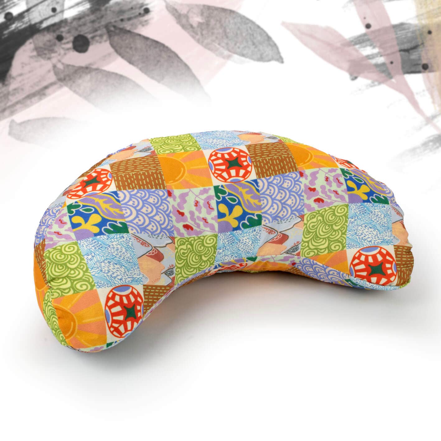 Zafu media luna DESENFUNDABLE ESTAMPADO MOZAIKU - cojín para meditación y yoga