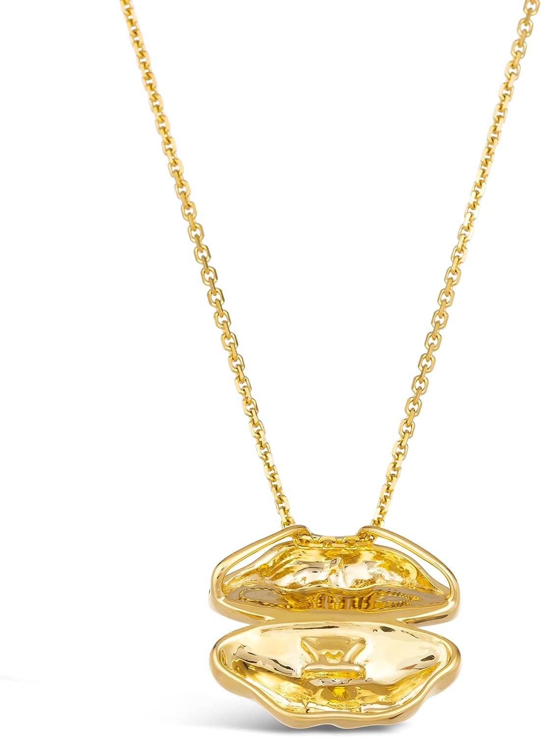 LE VIAN Fresh Water Pearl and Enamel Open Oyster Pendant Necklace for Women in 14k Yellow Gold on Adjustable Chain with Lobster Claw Clasp