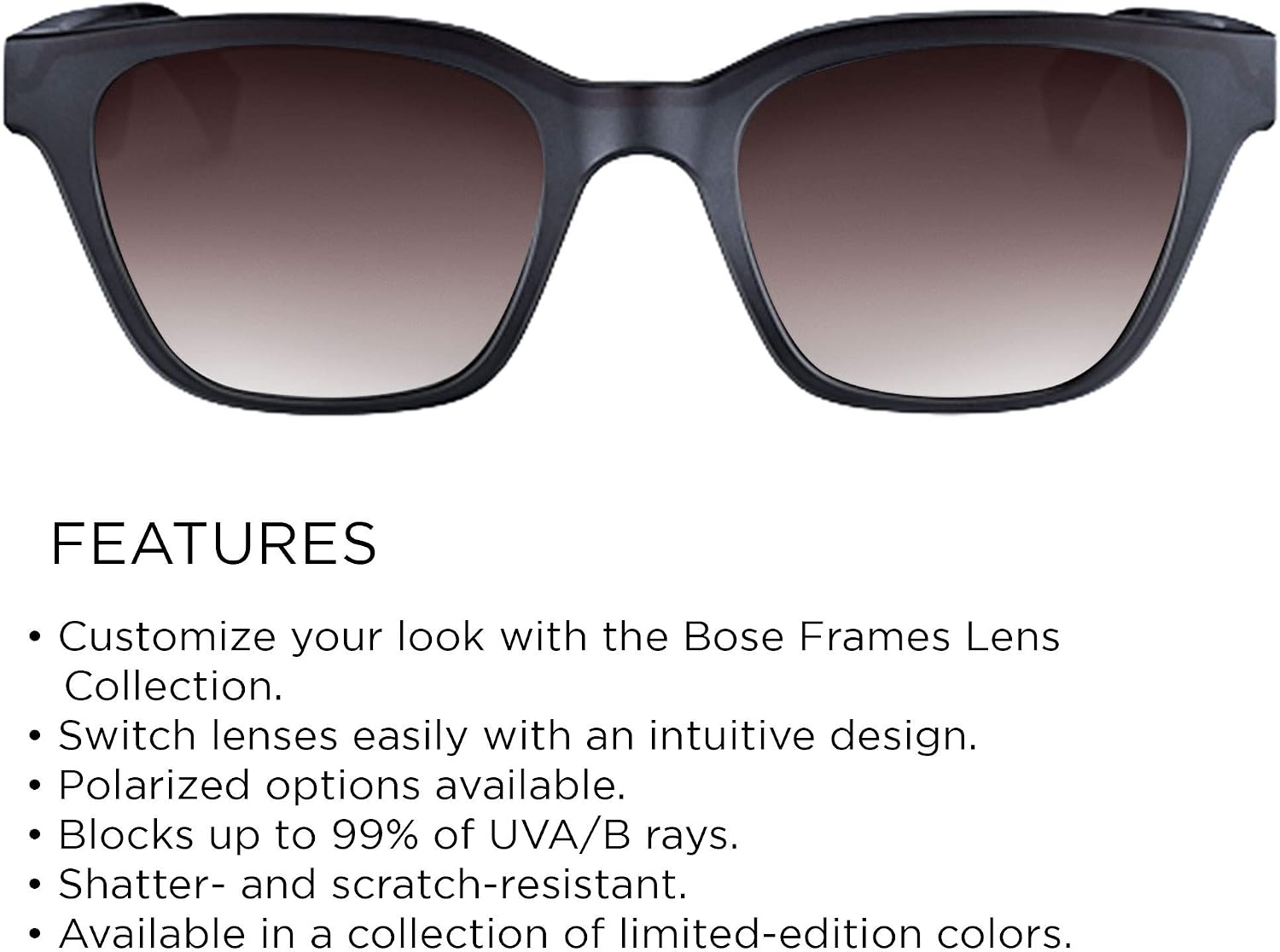 Bose Purple Fade, Soprano Cat-Eye Replacement Sunglass Lenses, Lens Width: 55 mm