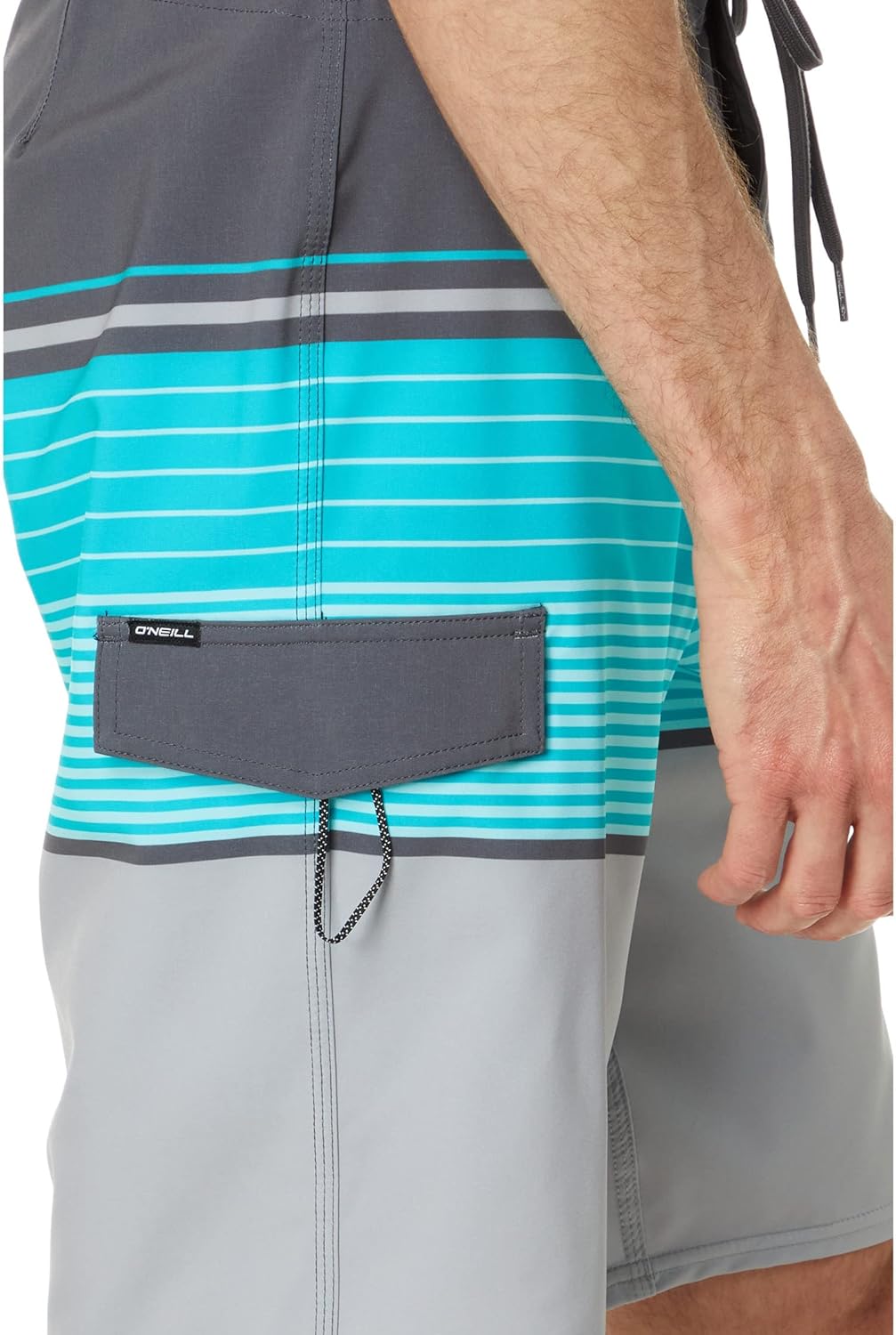 O'NEILL Men's 21 Inch Lennox Stripe Boardshorts - Quick Dry Swim Trunks for Men with Fabric and Pockets,Graphite,32 - Image 3