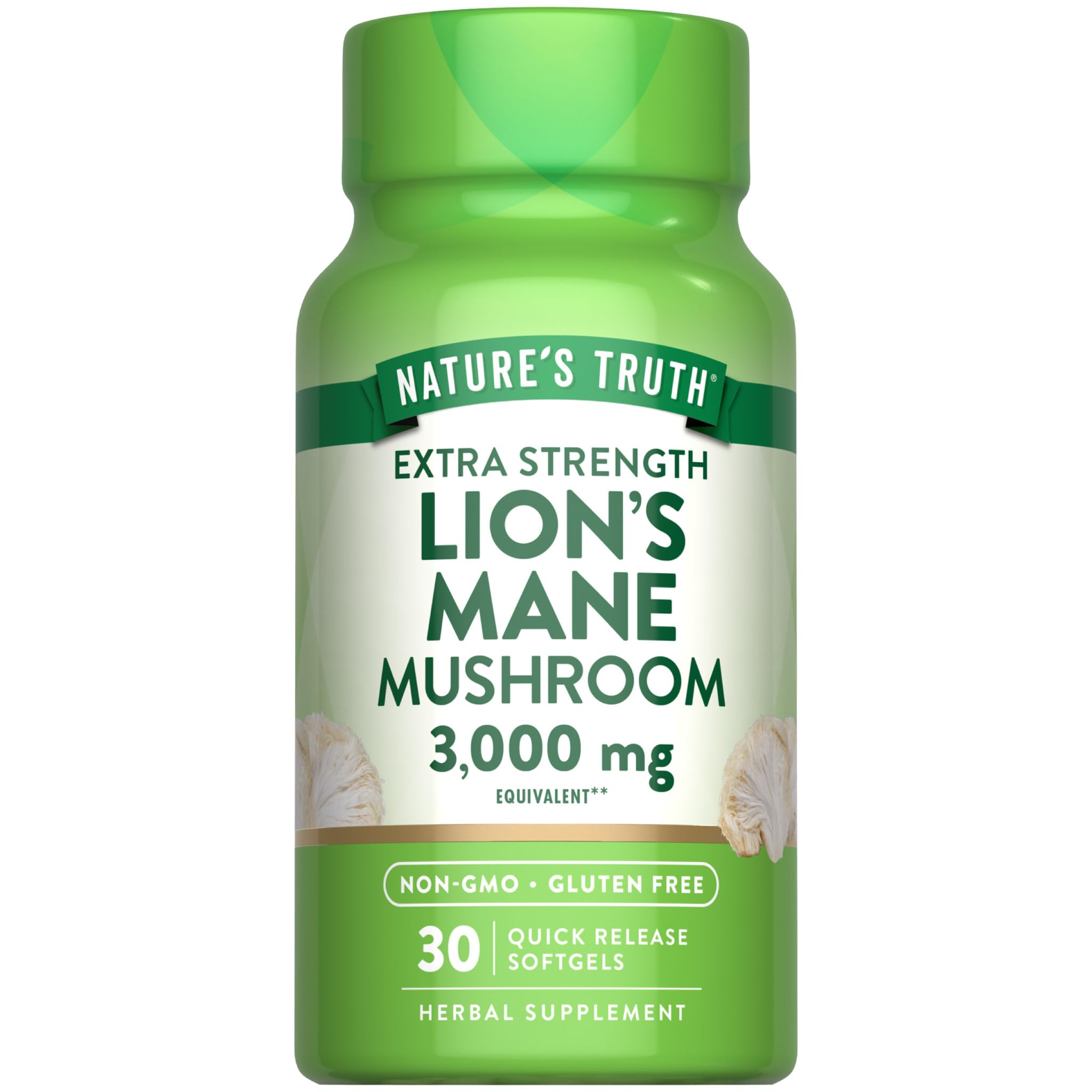 Nature's Truth Lions Mane Mushroom Softgels | 30 Count | Extra Strength