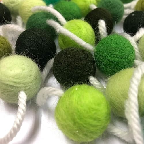 Miniatura 3 de 35 bolas de fieltro de lana de 9 pies de largo (0.787 in), bola de fieltro de lana 100% ajustable, guirnalda de pompones, verde hecha a mano para