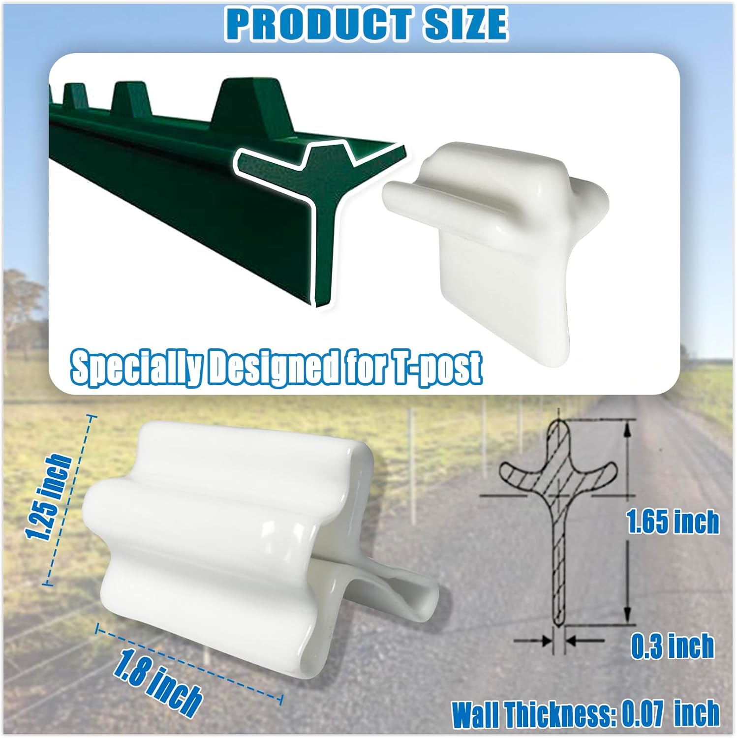 100 Pcs T Post Caps, Safe T-Post Cap Vinyl Safety Topper for Fence Stakes, White