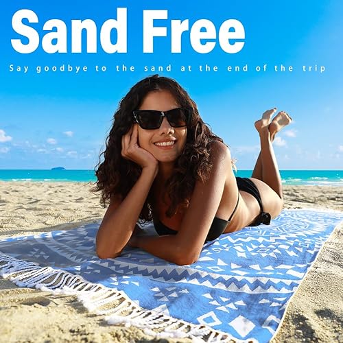 Miniatura 3 de Widdonen Toalla de playa turca fina de secado rápido, absorbente, de algodón, ligera, toallas de baño para piscina, extra grande, toalla de gran