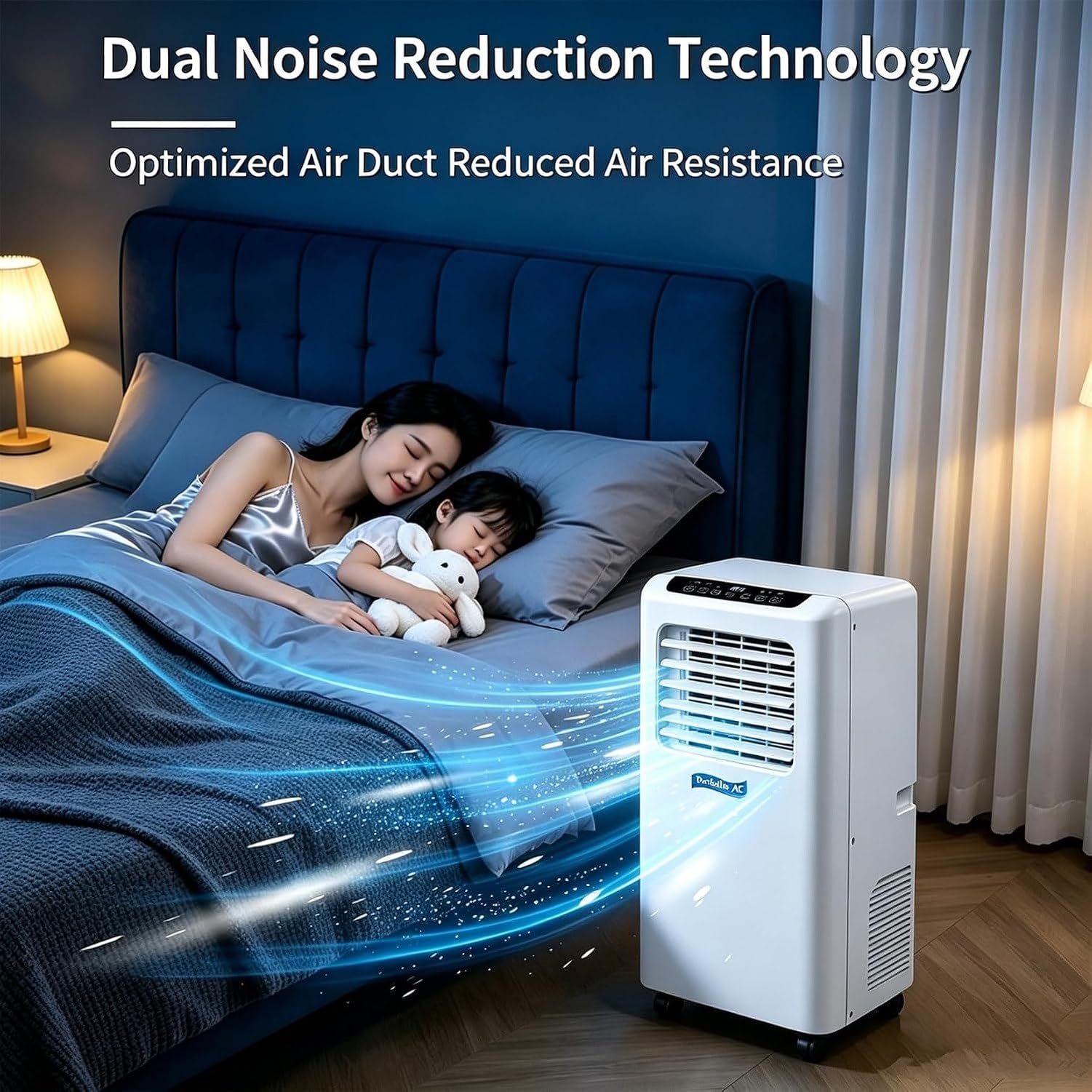 Condizionatore d'Aria Portatile 3-in-1 Ventilatore deumidificatore con Display Digitale, Telecomando, Timer 24 Ore e Kit Tubo Finestra per Ambienti, 9000btu