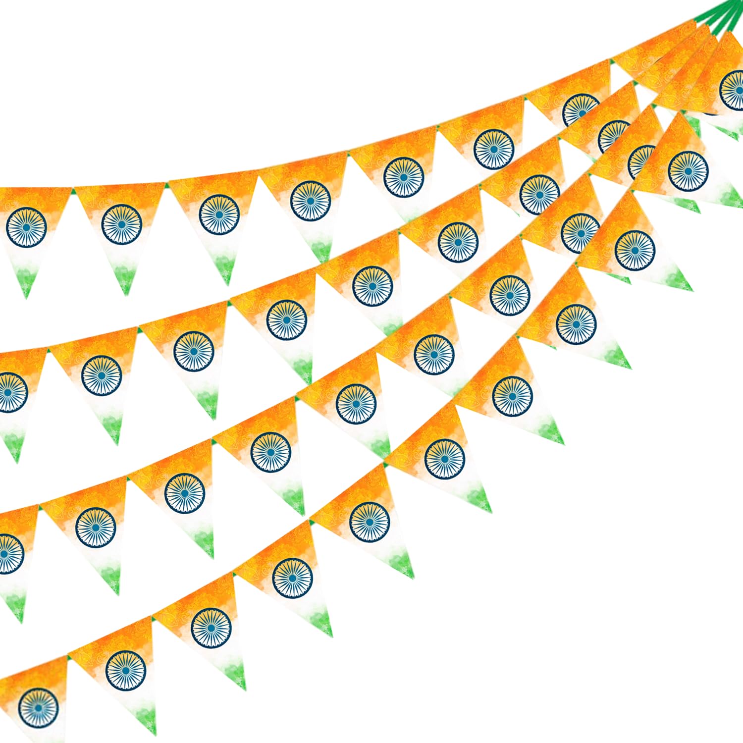 Party Propz Tricolour Pennant Banner - 1 Pc, 85 inches Happy Independence Day Decoration Items, Printed Triangle Pennants Banner, Tricolour Decoration Items, Independence Day Decor-image-49