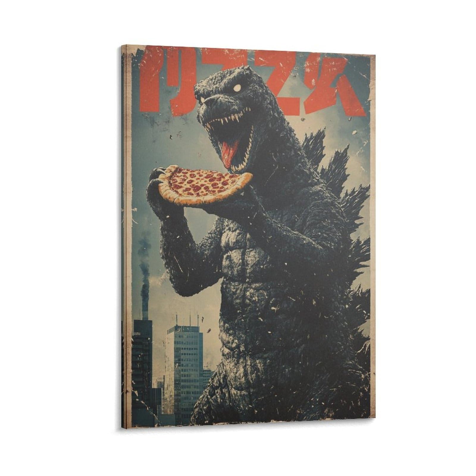 GQVCJSW Godzilla Vintage Art Poster, Canvas Poster Wall Art Decor Print Picture Paintings for Living Room Bedroom Decoration 12x18inch(30x45cm)