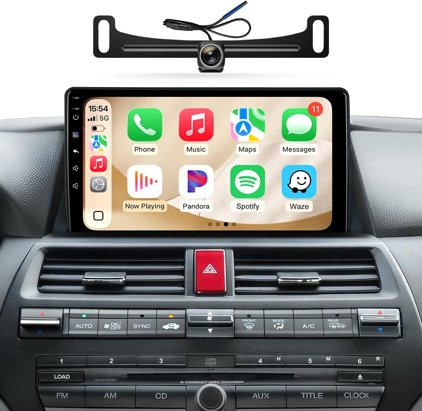 Car Radio Stereo for Honda Accord 2008 2009 2010 2011 2012 2013 10.2 Inch IPS HD Touch Screen Wireless CarPlay Android Auto, WiFi FM/SWC Bluetooth 1080P Backup Camera
