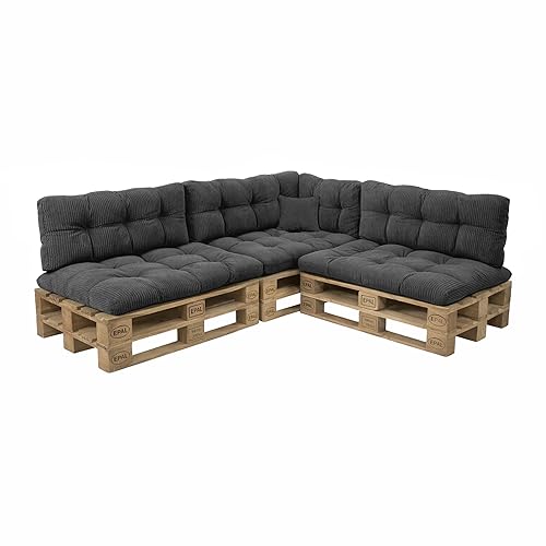 POKAR Set de 8 Coussins pour Palette en Velours Côtelé: