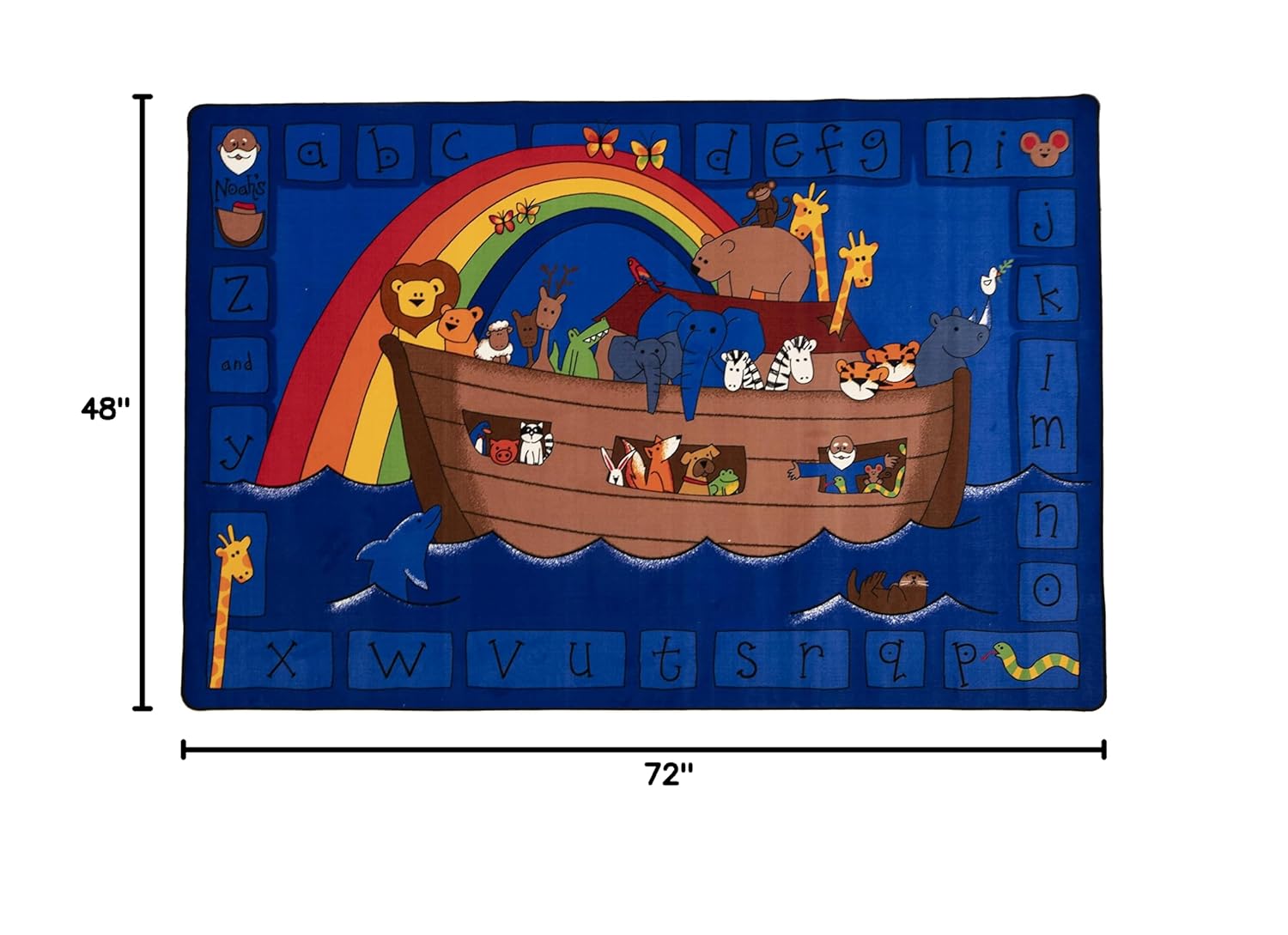 Carpets for Kids KID$Value Plus 74013 Alphabet Noah Rug 4ftx 6ft Rectangle Blue