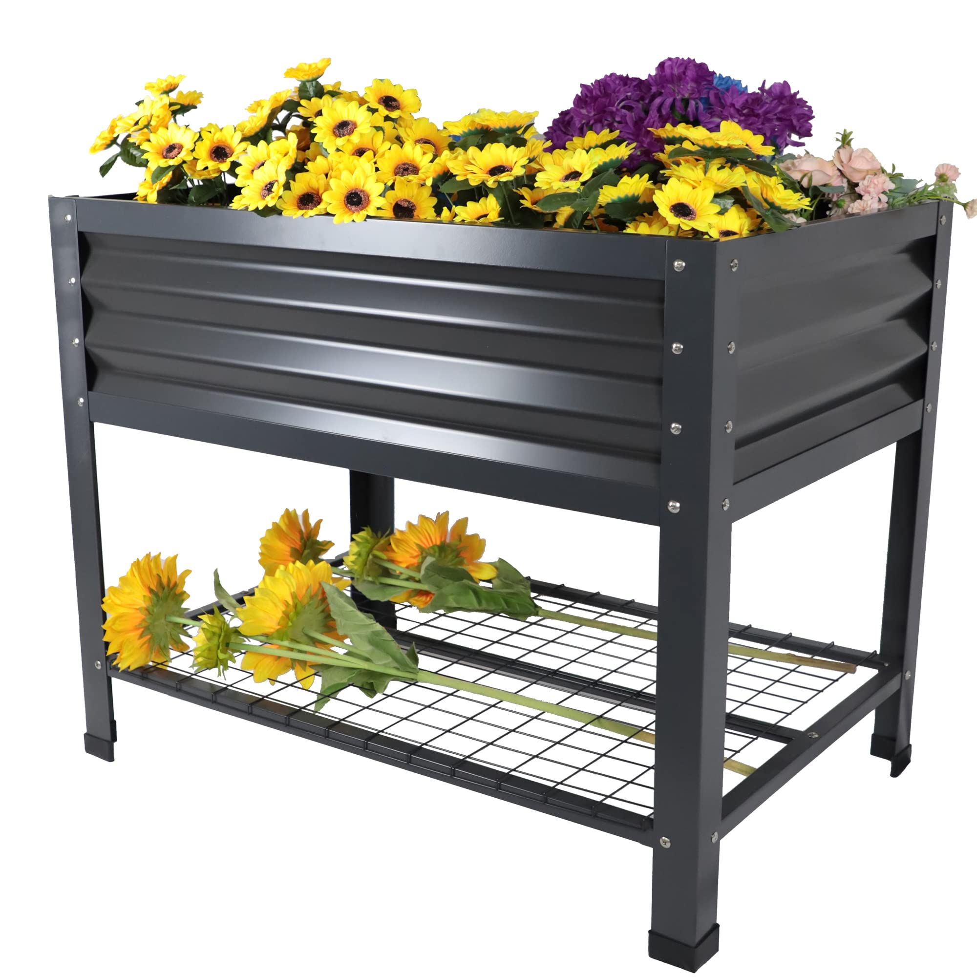 momoplant Elevated Garden Bed 35x24x31 Inch Outdoor Metal Raised Garden Bed Rectangle Greenhouse Box Prevent Loss Indoor??îDeep Root Planter Box for Sunflower??îVegetables, Flowers, Herbs, and Succulents