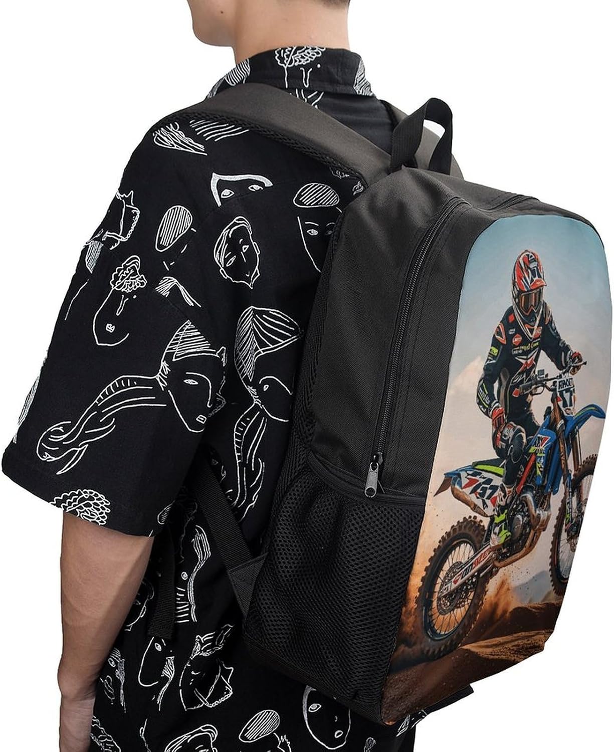 Sport Motorcycle Motocross Racing Theme 17 Inch Lightweight Laptop Backpack image 5
