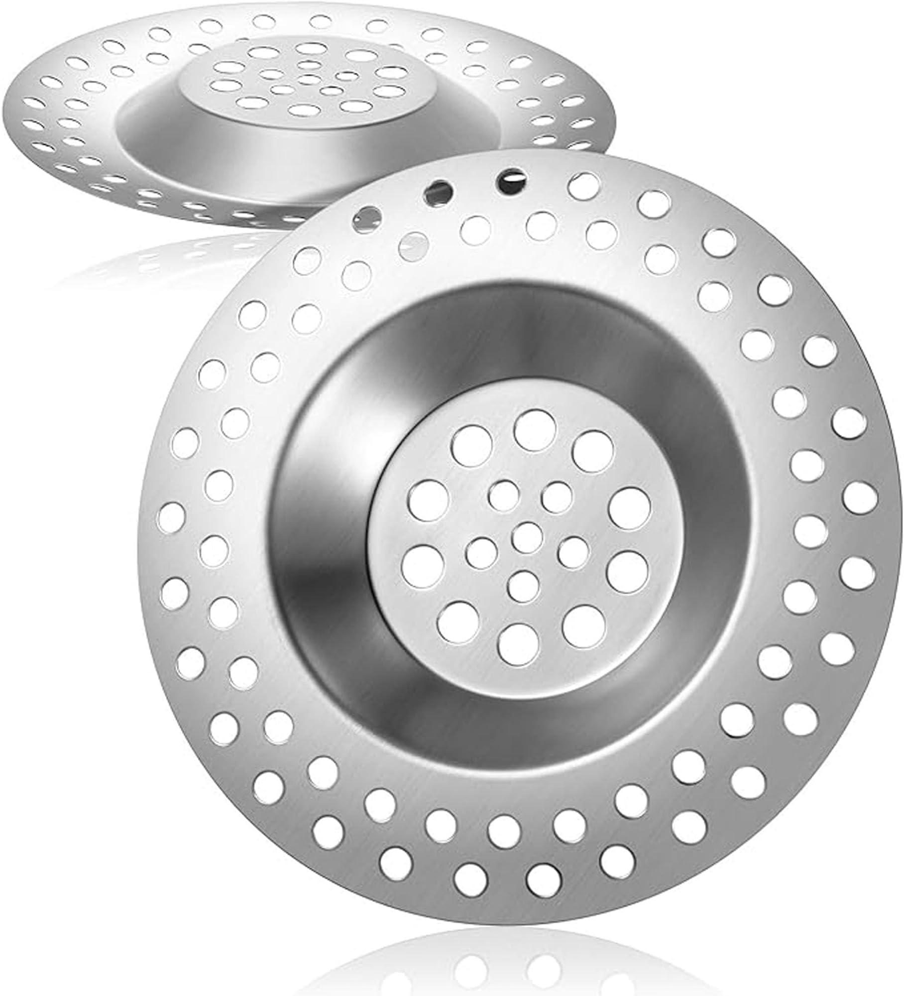 Versa-Mart 2Pcs Stainless Steel Kitchen Sink Strainer Plug, Plug Hole Cover, Shower Drain Cover Metal Strainers Hair Catcher Sink Stopper Bathtub Drain Filter for Kitchen Bathroom, 7 cm