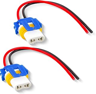 RED WOLF 9005 9006 HB3 2 PIN Female Wiring Ceramic Socket Fit For Toyota GM Ford Chevy Hyundai Chrysler Kia Honda Headlight Fog Light Retrofit Pigtail Adapter Head Lamp Adapter Wire LED Bulb Connector