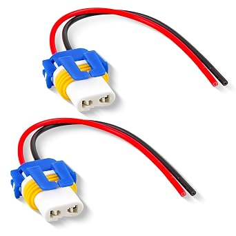RED WOLF 9005 9006 HB3 2 PIN Female Wiring Ceramic Socket Fit For Toyota GM Ford Chevy Hyundai Chrysler Kia Honda Headlight Fog Light Retrofit Pigtail Adapter Head Lamp Adapter Wire LED Bulb Connector