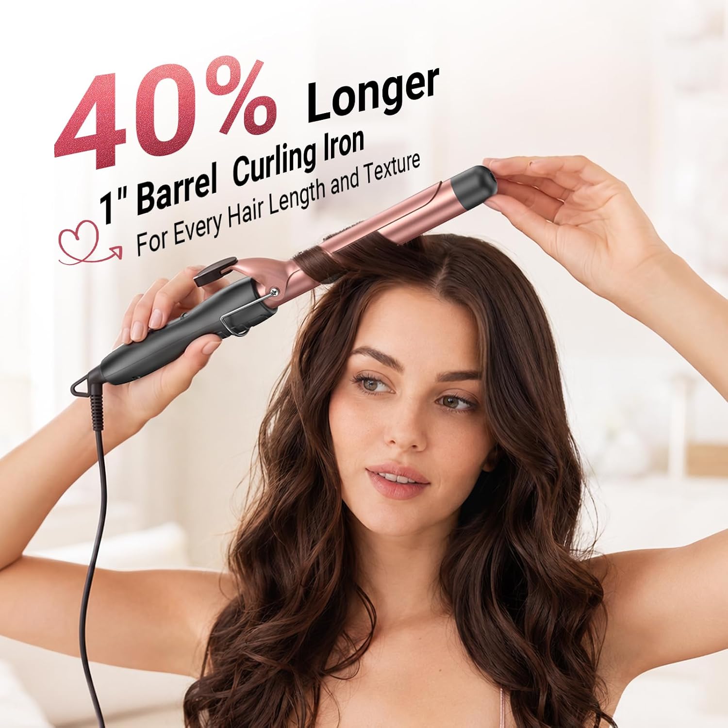 CrazyMar 1 Inch Curling Iron with Ceramic Coating, Fast Heat-Up to 430°F