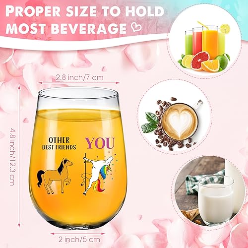 Miniatura 2 de Sliner Regalos para amigas, copas de vino para mujeres, amigas, mejores amigas, regalos de cumpleaños, Navidad, patrón de unicornio de 17 onzas,