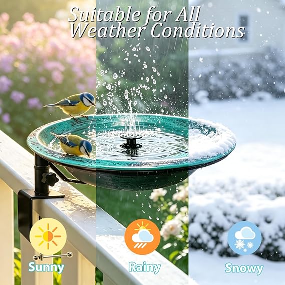 Deck Mounted Bird Bath for Outside, Detachable Birdbath Bowl with Sturdy Clamp, Easy Setup Outdoor Bird Feeder for Garden Patio Lawn Yard Decoration