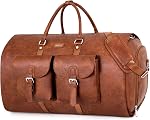 Sac de vêtement pour voyage en cuir convertible Transporter sur vêtement Sac deuffel pour les hommes Voyages Sac de semaine grand imperméable pour les Hommes 2 en 1 Sac d'affaires suspendu à la valise 3pcs