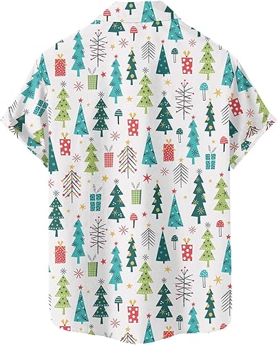 Vista 2 de Camisa hawaiana de vacaciones de Navidad para hombre, camisetas de verano para hombres, camisas de vestir elásticas para hombre, jeans de vestir