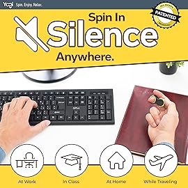 Yogi Fidget Toy - Silent Sensory Spinner for Adults & Kids - Stress Relief Fidgets for ADHD, Anxiety - Fidget Toys for Adults - Includes 5 Finger-Fit Rings - Work, School & Travel - Moonlight