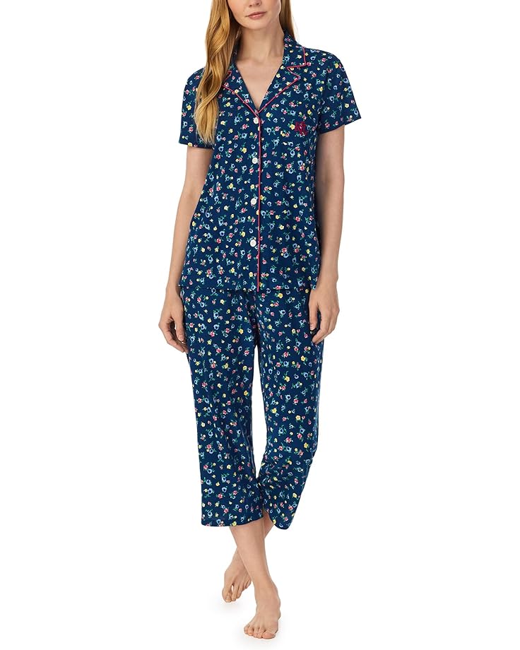 LAUREN Ralph Lauren Knit Short Sleeve Cropped PJ Set