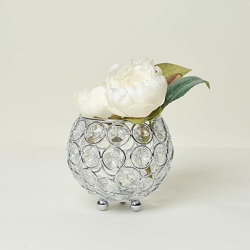 Miniatura 8 de Elegant Designs HG1006-CHR Elipse - Portavelas de cristal circular, florero, centro de mesa de boda, regalo, 4.25 pulgadas, cromado (paquete de 2)