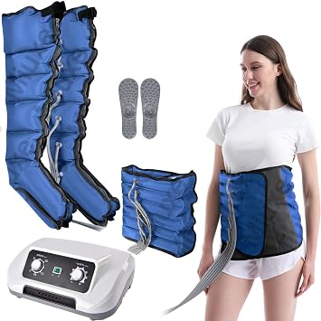 Leg Massager with Air Compression Massager | Pressotherapy Lymphatic Drainage | Foot Calf Thigh Leg Massager Recovery Boots Machine for Circulation Pain Relief & Relaxation | Min Timer