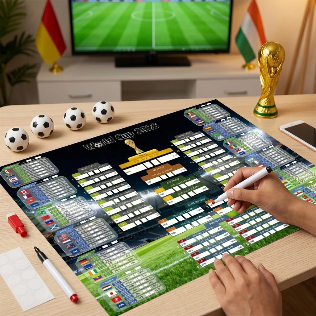 HASTHIP FIFA World Cup 2026 Schedule Poster With Marker, 48-Team Tracker 2