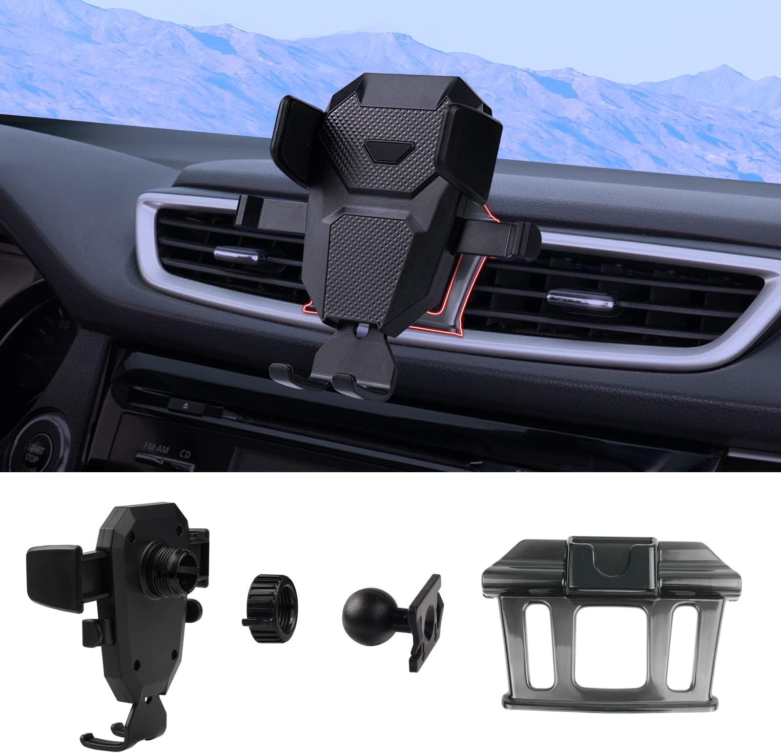 Karltys Compatible with Cell Phone Holder Nissan Rogue 2014-2020 (Not for Rogue Select) /Rogue Sport 2017-2023 /Murano 2015-2023 Car Mobile Phone Holder Dashboard Air Vent Mount Adjustable Stand