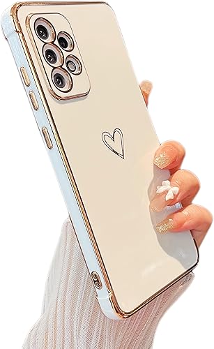 ZTOFERA Funda diseñada para Samsung Galaxy A52 5G A52s bonito diseño de corazones de amor con borde chapado y protección de lente de cámara para
