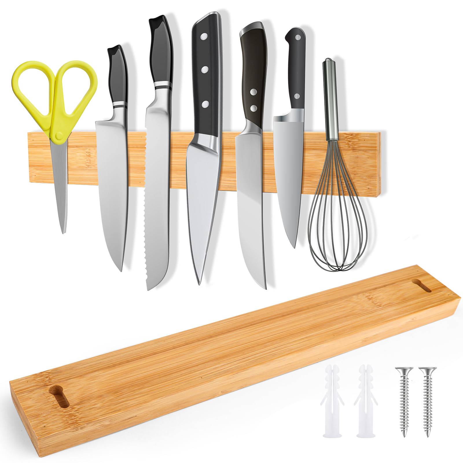 Barra Magnética para Cuchillos, 40cm Iman Cuchillos de Cocina Acero Inoxidable Cuchillero Magnético Puede sin Taladrar para Cuchillos de Cocina/Espátulas/tijeras