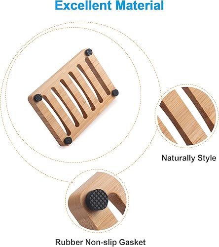 Miniatura 5 de AmazerBath Juego de 2 dispensadores de jabón de vidrio y 2 jaboneras de bambú