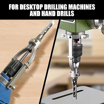 Square Hole Drill Bit Adapter, Woodworking Square Hole Drill Fixing Bracket Drill Machine Accessory Quickly Install Disassemble Mortising Attachment for Drill Press Woodworking Mortise Machine (1)
