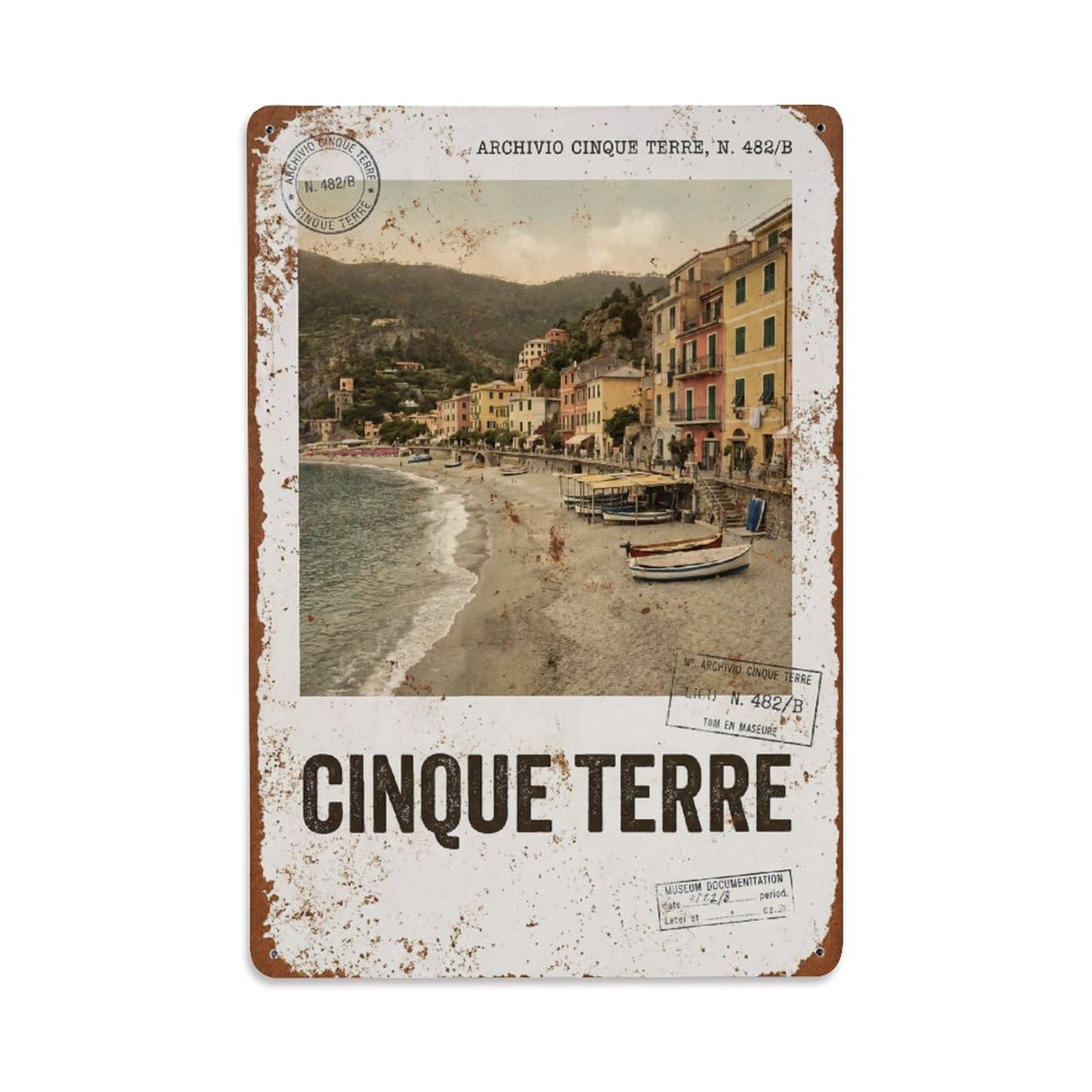 Huiyhb 8X12inch(20X30cm) Vintage Travel Cinque Terre Italy Historic Metal Tin Sign