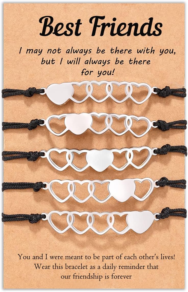 2/3/4/5/6 Pcs Best Friend Bracelets Bff Matching Heart Bracelet Best Friend Friendship Gifts for Women Friends Girls Teen