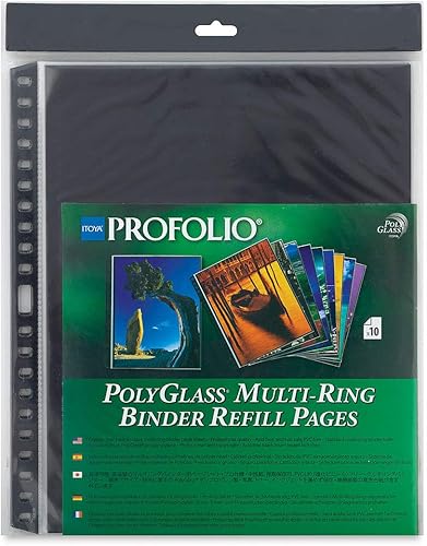 ProFolio by Itoya, Art ProFolio PolyGlass, paquete de 10 páginas de repuesto para carpetas de anillas múltiples, retrato, 8.5 x 11 pulgadas