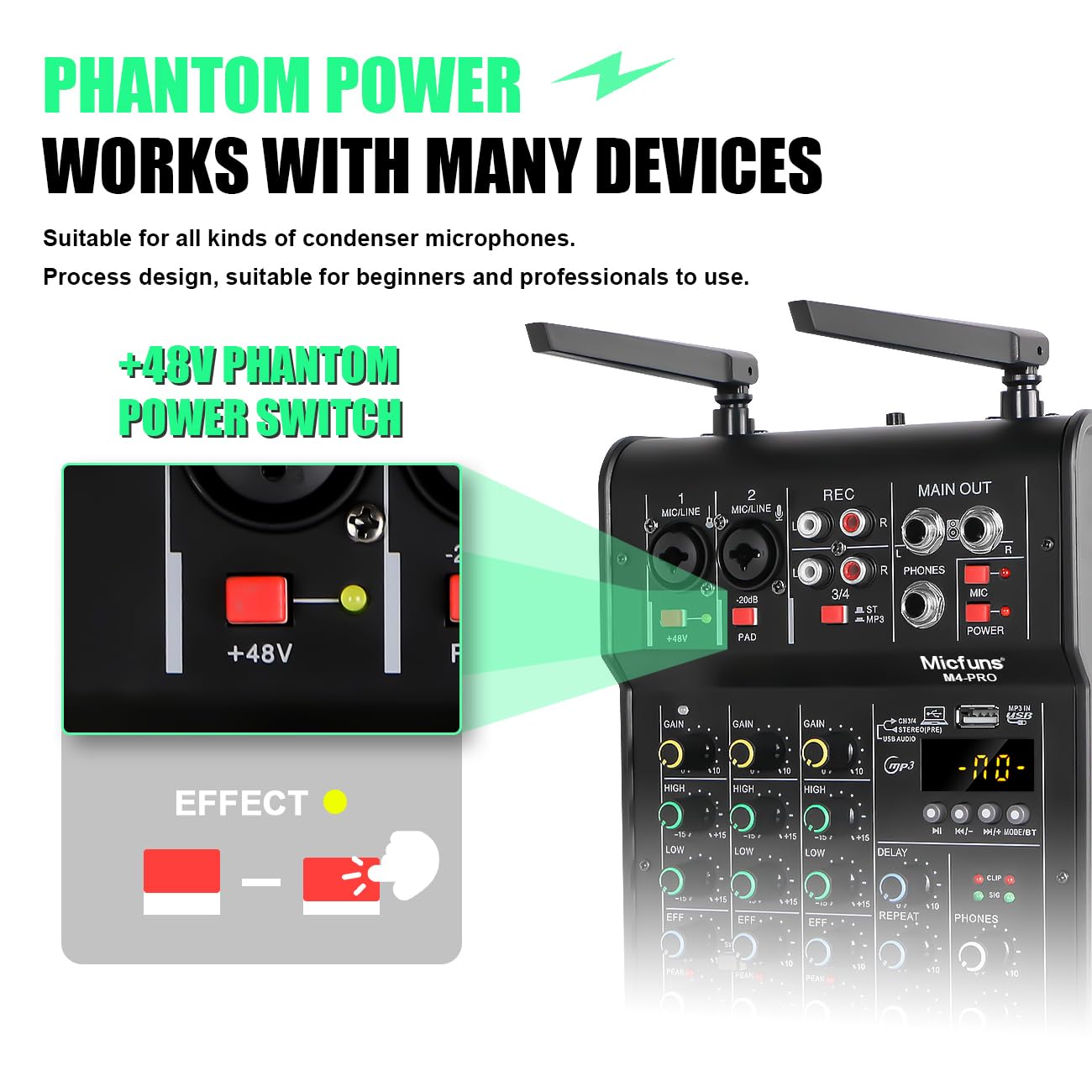 Mesa Mezclas Mezclador De Audio M4pro Canales Micrófonos