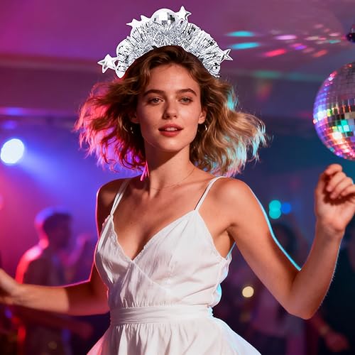 Miniatura 6 de Diadema de estrella de bola de disco - Última despedida de soltera de discoteca, Nochevieja, decoraciones de fiesta de cumpleaños, decoración Y2K,