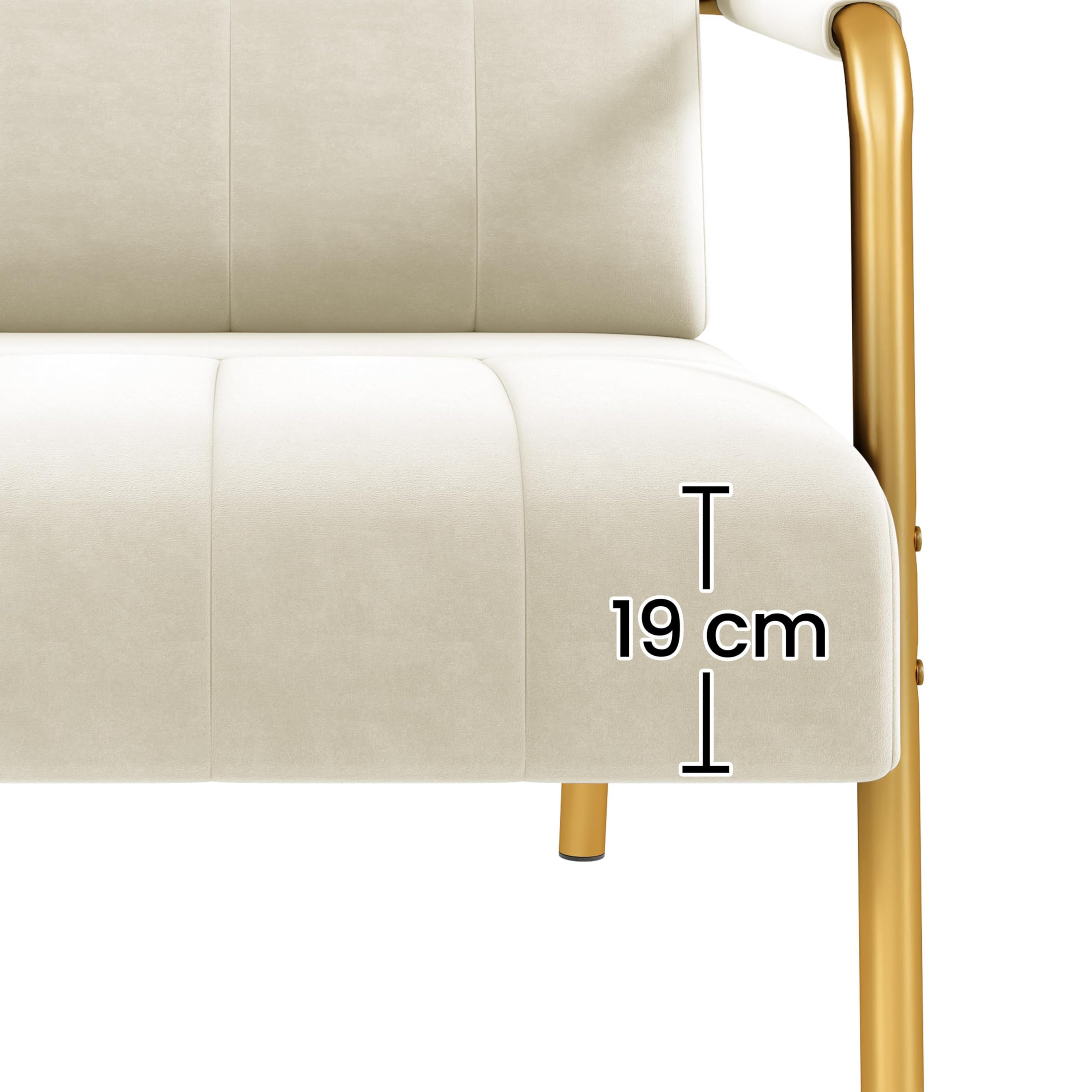 Yaheetech Polstersofa mit Armlehnen & Beine aus Metall Modernes Zweisitzer-Sofa mit 2 Lendenkissen Loveseat fürs Wohnzimmer, Heimbüro Beige