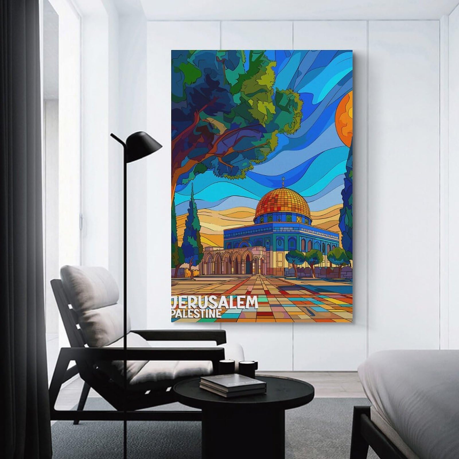 Junmoney Unframe-Style-4 Jerusalem Palestine Poster Wall Decor Canvas Print, 24X36inch(60X90cm), For Lounge, Bedroom Or Personal Spaces, Thoughtful Wall Decor For Art Lovers
