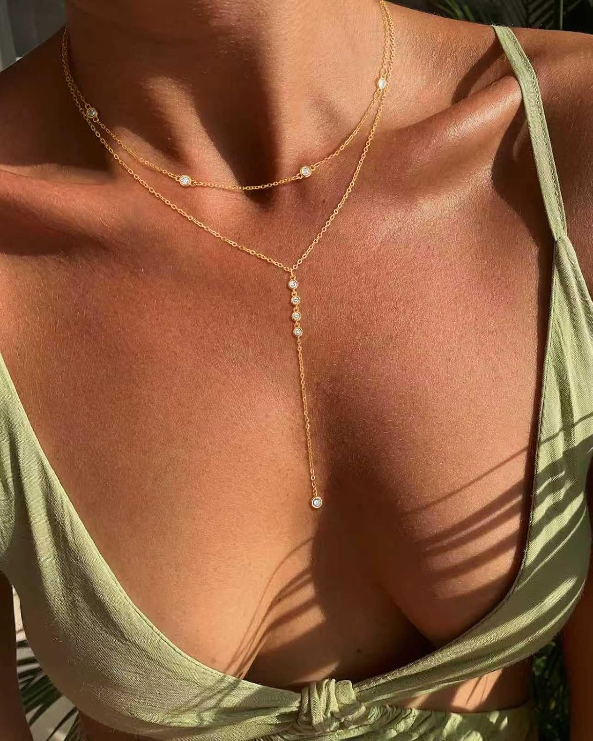 Lariat Necklace for Women, Dainty Long Necklaces, 14k Gold/Silver Plated Y-Shaped Drop Chain Necklace, Simple Layered Necklaces, Trendy Jewelry Valentines Day Gifts for Her - Image 2