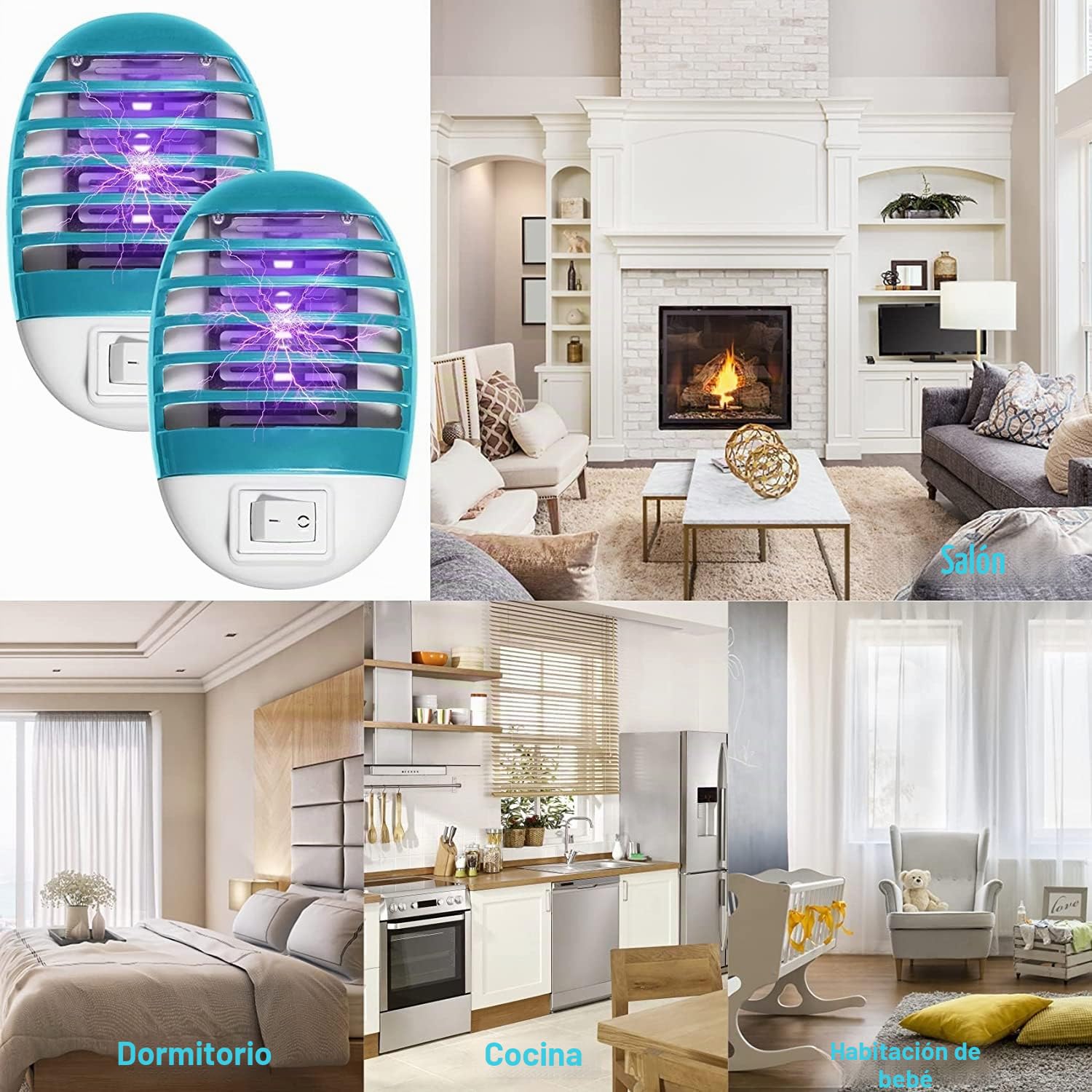 Profesional Lámpara Anti Mosquitos,4pack Mata Moscas y Mosquitos Eléctrico, Lámpara Antimosquitos para Interior, Mata Moscas Electrónico, Ilumina y Mata Insectos Voladores,100% eficaz