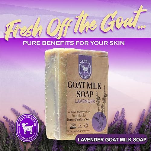 Miniatura 2 de Honey Sweetie Acres Jabón de leche de cabra de lavanda - Jabón corporal totalmente natural - Jabón de leche de cabra de 5 onzas - Barra de jabón de