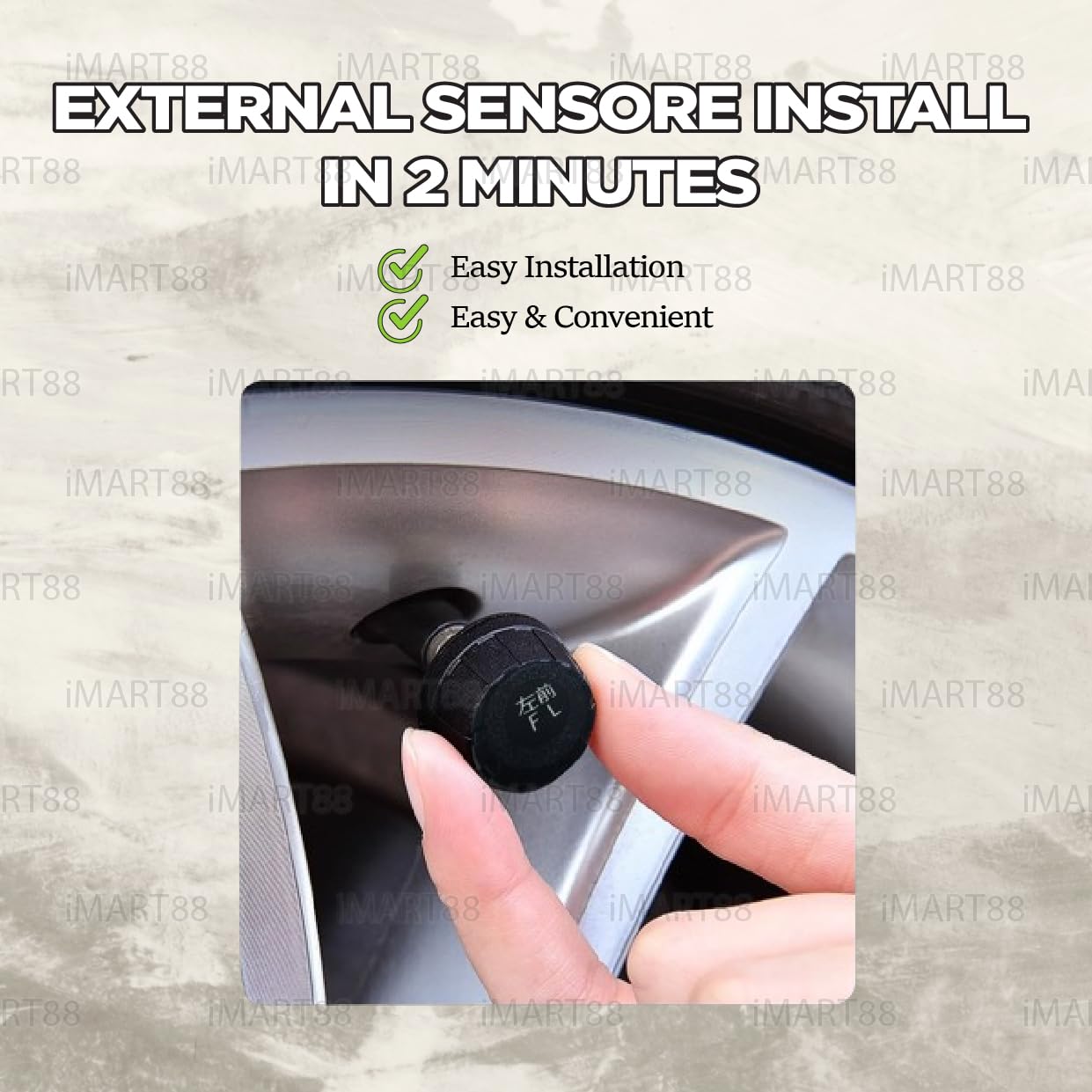 OTP Solar Wireless TPMS - Universal Car Tire Pressure Monitor System with 4 Waterproof Sensors, LCD Display, Solar & USB Charging, 6 Alarm Types, Windshield Mount, for Cars, SUV, MPV, Sedan